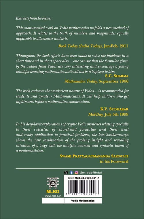 Vedic Mathematics Or Sixteen Simple Mathematical Formulae from The Vedas (For One-line Answers to All Mathematical Problems)